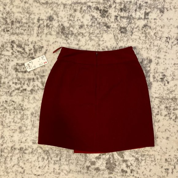NWT Uniqlo High Waist Wrap Mini Skirt Size 0 Wine - Picture 5 of 7